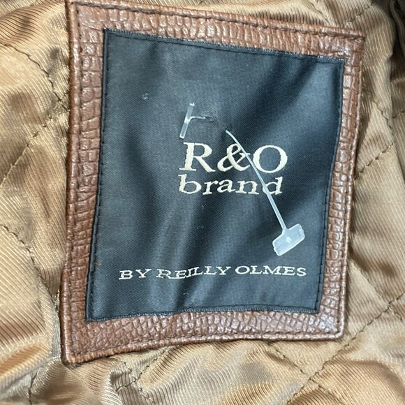 R&O Brand Women's Brown Faux Croc Leather Jacket With Faux Fur Collar - Picture 6 of 8